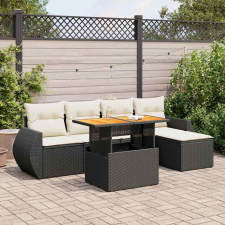 vidaXL 6 részes fekete polyrattan kerti ülőgarnitúra párnákkal kerti bútor