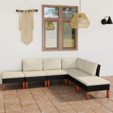vidaXL 6-részes fekete polyrattan kerti ülőgarnitúra párnákkal kerti bútor