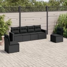 vidaXL 6 részes fekete polyrattan kerti ülőgarnitúra párnákkal kerti bútor
