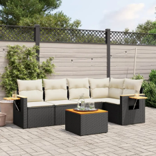 vidaXL 6 részes fekete polyrattan kerti ülőgarnitúra párnákkal kerti bútor