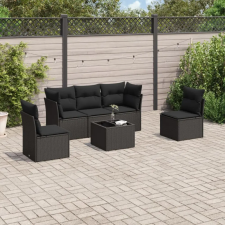 vidaXL 6 részes fekete polyrattan kerti ülőgarnitúra párnákkal kerti bútor