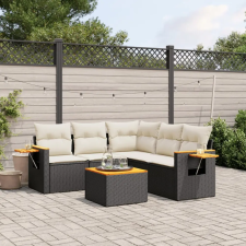 vidaXL 6 részes fekete polyrattan kerti ülőgarnitúra párnákkal kerti bútor