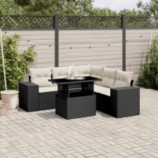 vidaXL 6 részes fekete polyrattan kerti ülőgarnitúra párnákkal kerti bútor