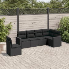 vidaXL 6 részes fekete polyrattan kerti ülőgarnitúra párnákkal kerti bútor
