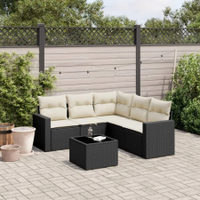 vidaXL 6 részes fekete polyrattan kerti ülőgarnitúra párnákkal kerti bútor