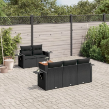 vidaXL 6 részes fekete polyrattan kerti ülőgarnitúra párnákkal kerti bútor