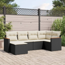 vidaXL 6 részes fekete polyrattan kerti ülőgarnitúra párnákkal kerti bútor