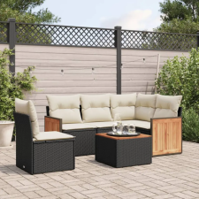 vidaXL 6 részes fekete polyrattan kerti ülőgarnitúra párnákkal kerti bútor