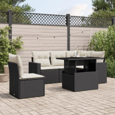 vidaXL 6 részes fekete polyrattan kerti ülőgarnitúra párnákkal kerti bútor