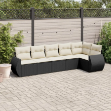 vidaXL 6 részes fekete polyrattan kerti ülőgarnitúra párnákkal kerti bútor