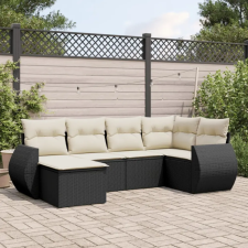 vidaXL 6 részes fekete polyrattan kerti ülőgarnitúra párnákkal kerti bútor