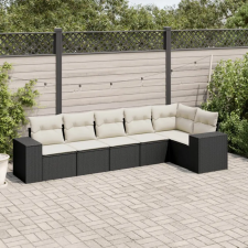 vidaXL 6 részes fekete polyrattan kerti ülőgarnitúra párnákkal kerti bútor