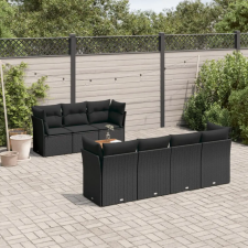 vidaXL 6 részes fekete polyrattan kerti ülőgarnitúra párnákkal kerti bútor