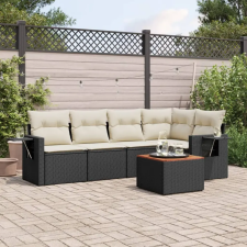 vidaXL 6 részes fekete polyrattan kerti ülőgarnitúra párnákkal kerti bútor