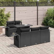 vidaXL 6 részes fekete polyrattan kerti ülőgarnitúra párnákkal kerti bútor