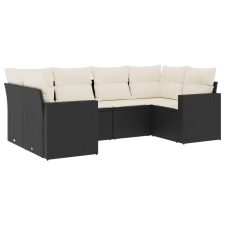 vidaXL 6 részes fekete polyrattan kerti ülőgarnitúra párnákkal (3219366) kerti bútor