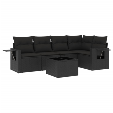 vidaXL 6 részes fekete polyrattan kerti ülőgarnitúra párnákkal (3220134) kerti bútor