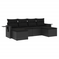 vidaXL 6 részes fekete polyrattan kerti ülőgarnitúra párnákkal (3220514) kerti bútor