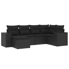 vidaXL 6 részes fekete polyrattan kerti ülőgarnitúra párnákkal (3222854) kerti bútor