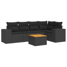 vidaXL 6 részes fekete polyrattan kerti ülőgarnitúra párnákkal (3225432) kerti bútor