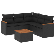 vidaXL 6 részes fekete polyrattan kerti ülőgarnitúra párnákkal (3225964) kerti bútor