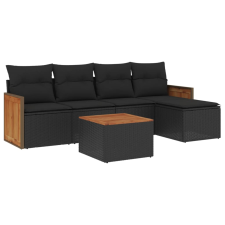 vidaXL 6 részes fekete polyrattan kerti ülőgarnitúra párnákkal (3227602) kerti bútor