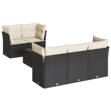vidaXL 6 részes fekete polyrattan kerti ülőgarnitúra párnákkal (3249085) kerti bútor