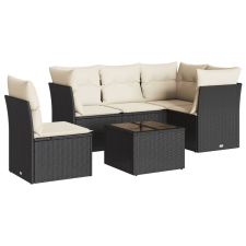 vidaXL 6 részes fekete polyrattan kerti ülőgarnitúra párnákkal (3249485) kerti bútor