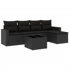 vidaXL 6 részes fekete polyrattan kerti ülőgarnitúra párnákkal (3251232) kerti bútor