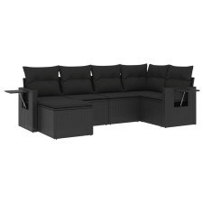 vidaXL 6 részes fekete polyrattan kerti ülőgarnitúra párnákkal (3252792) kerti bútor