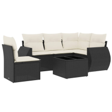 vidaXL 6 részes fekete polyrattan kerti ülőgarnitúra párnákkal (3253713) kerti bútor