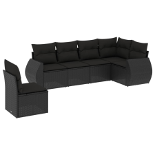 vidaXL 6 részes fekete polyrattan kerti ülőgarnitúra párnákkal (3253762) kerti bútor