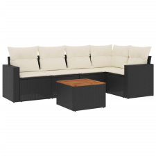 vidaXL 6 részes fekete polyrattan kerti ülőgarnitúra párnákkal (3256441) kerti bútor