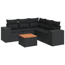 vidaXL 6 részes fekete polyrattan kerti ülőgarnitúra párnákkal (3257770) kerti bútor