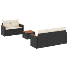 vidaXL 6 részes fekete polyrattan kerti ülőgarnitúra párnákkal (3258185) kerti bútor