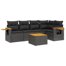 vidaXL 6 részes fekete polyrattan kerti ülőgarnitúra párnákkal (3259192) kerti bútor