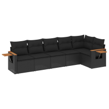 vidaXL 6 részes fekete polyrattan kerti ülőgarnitúra párnákkal (3259227) kerti bútor