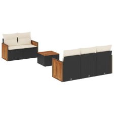 vidaXL 6 részes fekete polyrattan kerti ülőgarnitúra párnákkal (3259865) kerti bútor