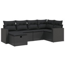 vidaXL 6 részes fekete polyrattan kerti ülőgarnitúra párnákkal (3263481) kerti bútor