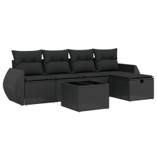 vidaXL 6 részes fekete polyrattan kerti ülőgarnitúra párnákkal (3264091) kerti bútor