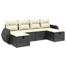 vidaXL 6 részes fekete polyrattan kerti ülőgarnitúra párnákkal (3264162) kerti bútor