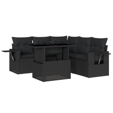 vidaXL 6 részes fekete polyrattan kerti ülőgarnitúra párnákkal (3267895) kerti bútor