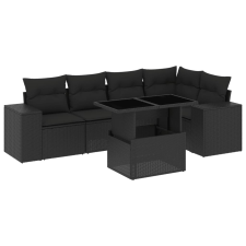 vidaXL 6 részes fekete polyrattan kerti ülőgarnitúra párnákkal (3269145) kerti bútor