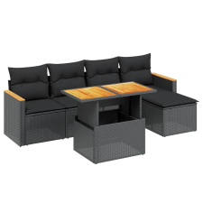 vidaXL 6 részes fekete polyrattan kerti ülőgarnitúra párnákkal (3273050) kerti bútor