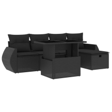 vidaXL 6 részes fekete polyrattan kerti ülőgarnitúra párnákkal (3275125) kerti bútor
