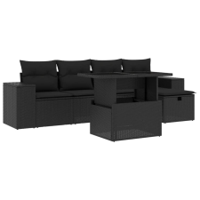 vidaXL 6 részes fekete polyrattan kerti ülőgarnitúra párnákkal (3275285) kerti bútor
