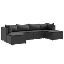 vidaXL 6 részes fekete polyrattan kerti ülőgarnitúra párnákkal (3308243) kerti bútor