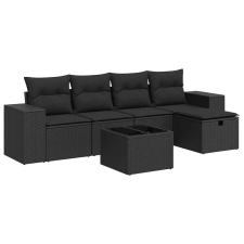 vidaXL 6 részes fekete polyrattan kerti ülőgarnitúra párnákkal (3325671) kerti bútor