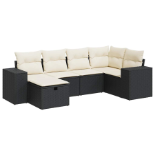 vidaXL 6 részes fekete polyrattan kerti ülőgarnitúra párnákkal (3325682) kerti bútor