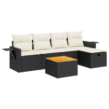 vidaXL 6 részes fekete polyrattan kerti ülőgarnitúra párnákkal (3325808) kerti bútor